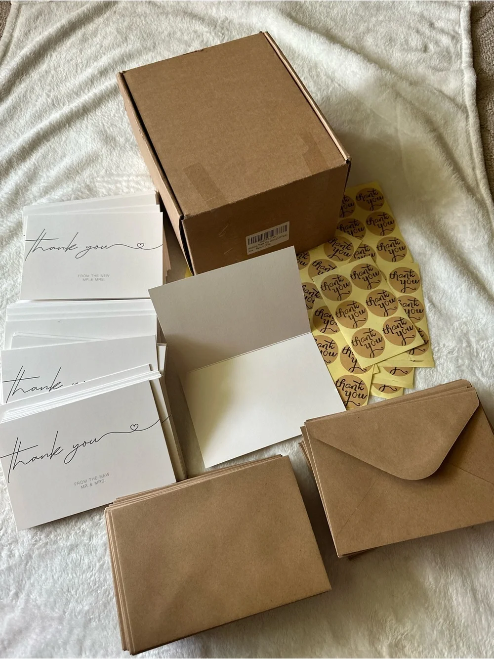 Amazon Thank You Cards Set with Kraft Envelopes and Gold Stickers